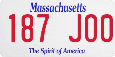 MA license plate 187JO0