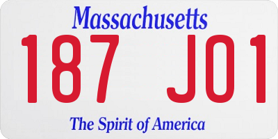 MA license plate 187JO1