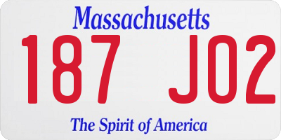 MA license plate 187JO2