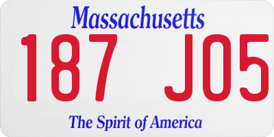 MA license plate 187JO5