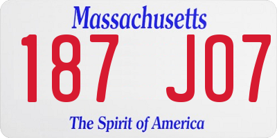 MA license plate 187JO7