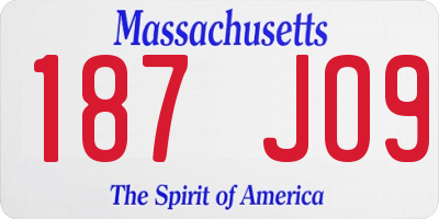 MA license plate 187JO9