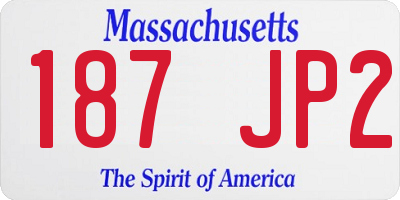 MA license plate 187JP2
