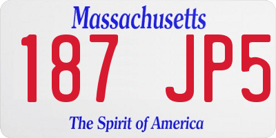 MA license plate 187JP5