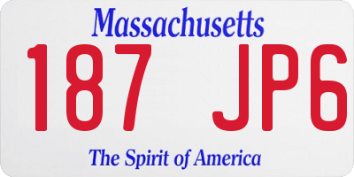 MA license plate 187JP6