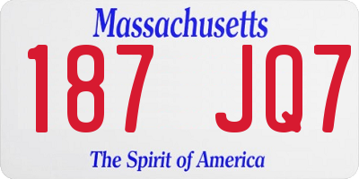 MA license plate 187JQ7