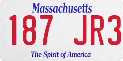 MA license plate 187JR3
