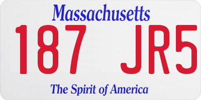 MA license plate 187JR5