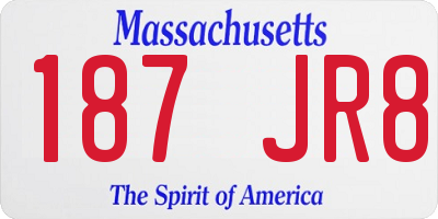 MA license plate 187JR8