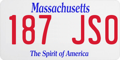 MA license plate 187JS0