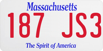 MA license plate 187JS3