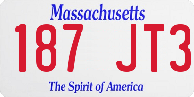 MA license plate 187JT3
