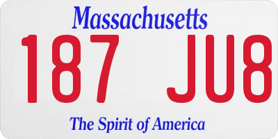 MA license plate 187JU8
