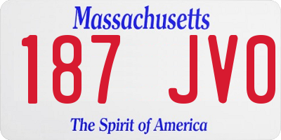 MA license plate 187JV0