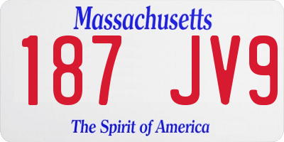 MA license plate 187JV9
