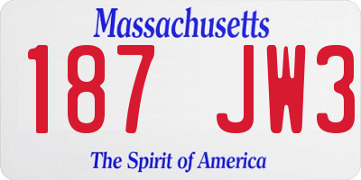 MA license plate 187JW3