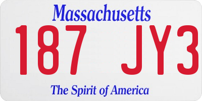 MA license plate 187JY3