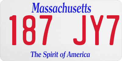 MA license plate 187JY7