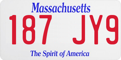 MA license plate 187JY9