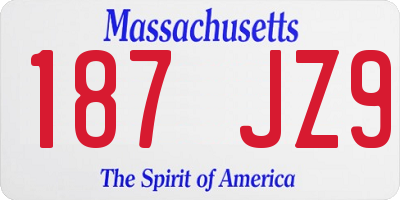 MA license plate 187JZ9