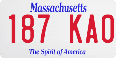 MA license plate 187KA0