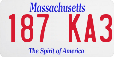 MA license plate 187KA3