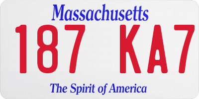 MA license plate 187KA7