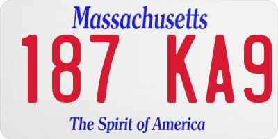 MA license plate 187KA9