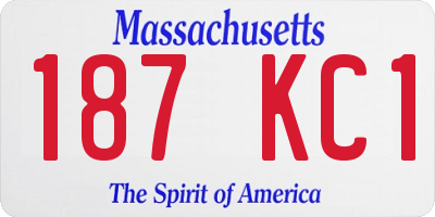 MA license plate 187KC1