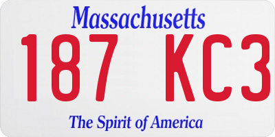 MA license plate 187KC3