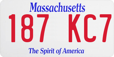 MA license plate 187KC7