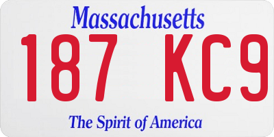 MA license plate 187KC9