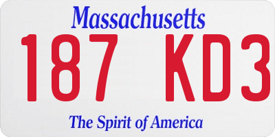 MA license plate 187KD3