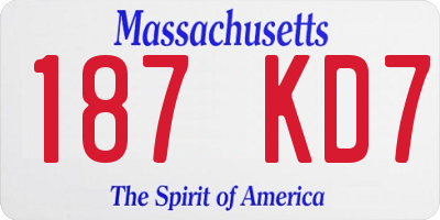 MA license plate 187KD7