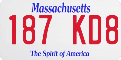 MA license plate 187KD8