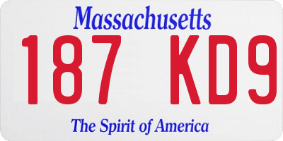 MA license plate 187KD9
