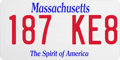 MA license plate 187KE8