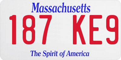 MA license plate 187KE9