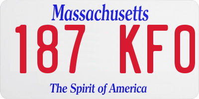 MA license plate 187KF0