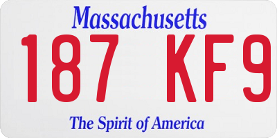 MA license plate 187KF9
