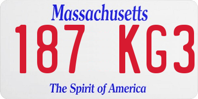 MA license plate 187KG3
