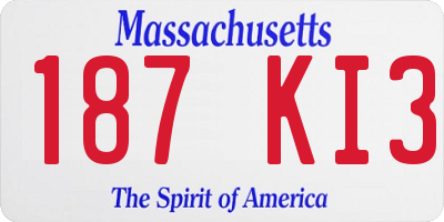 MA license plate 187KI3