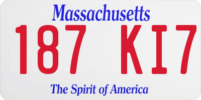 MA license plate 187KI7