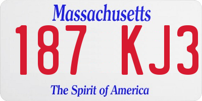 MA license plate 187KJ3
