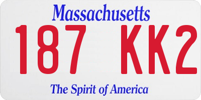 MA license plate 187KK2