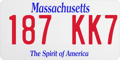 MA license plate 187KK7