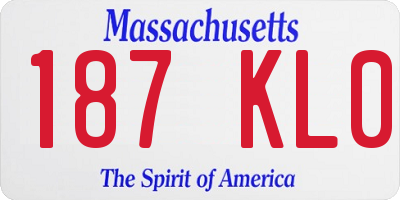 MA license plate 187KL0