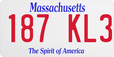 MA license plate 187KL3
