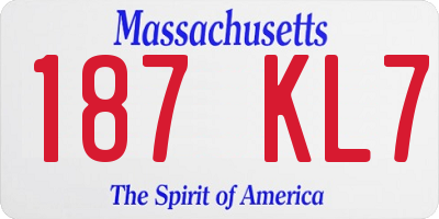MA license plate 187KL7