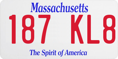 MA license plate 187KL8